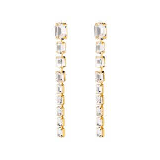 Серьги Golden Chain Earrings With Crystals FREE FORM