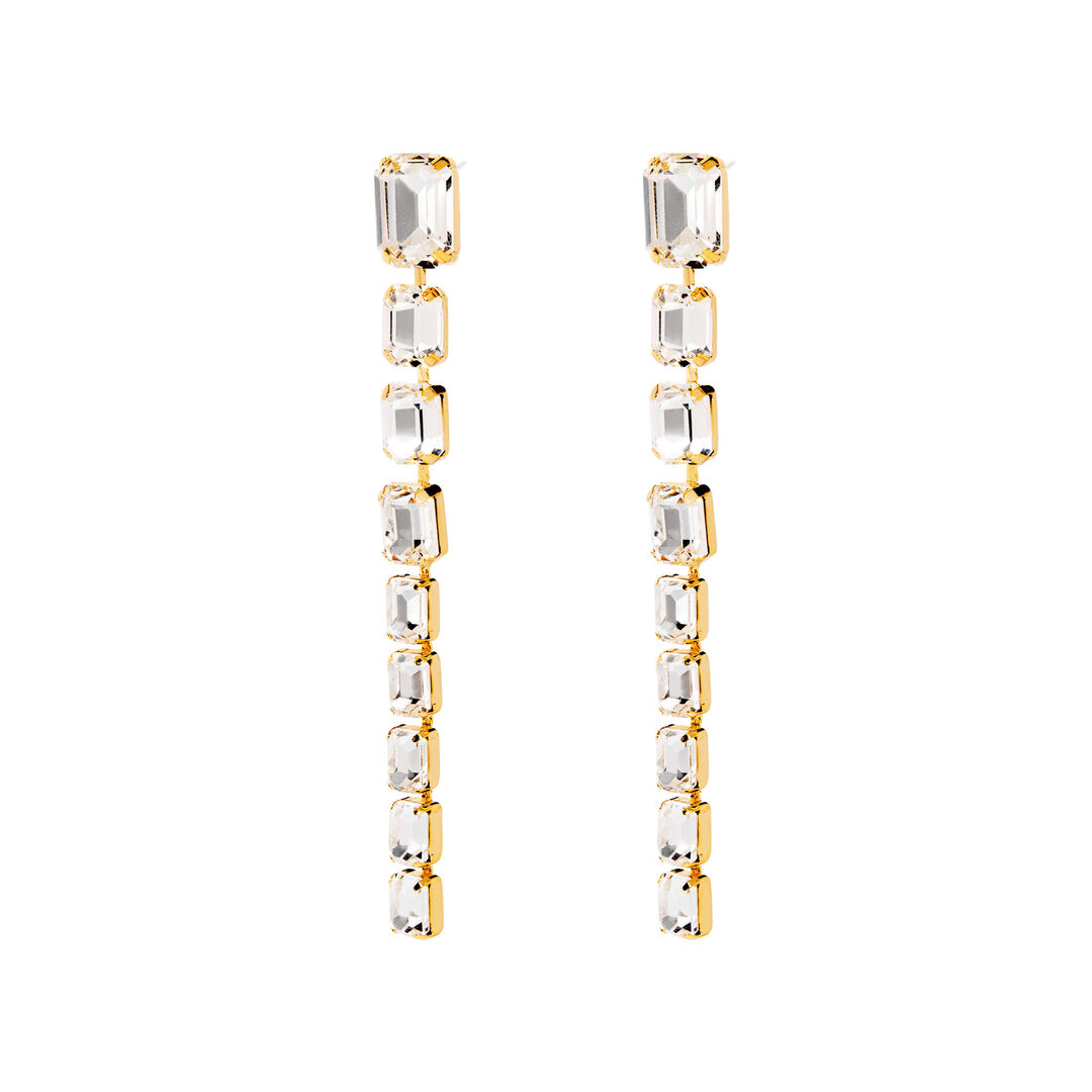 Серьги Golden Chain Earrings With Crystals FREE FORM фото 1