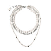 Колье Silver Layered Necklace With Pearls FREE FORM фото 1