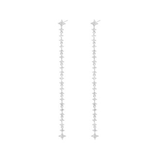 Серьги Silver Extra Long Earrings with Star Crystals FREE FORM