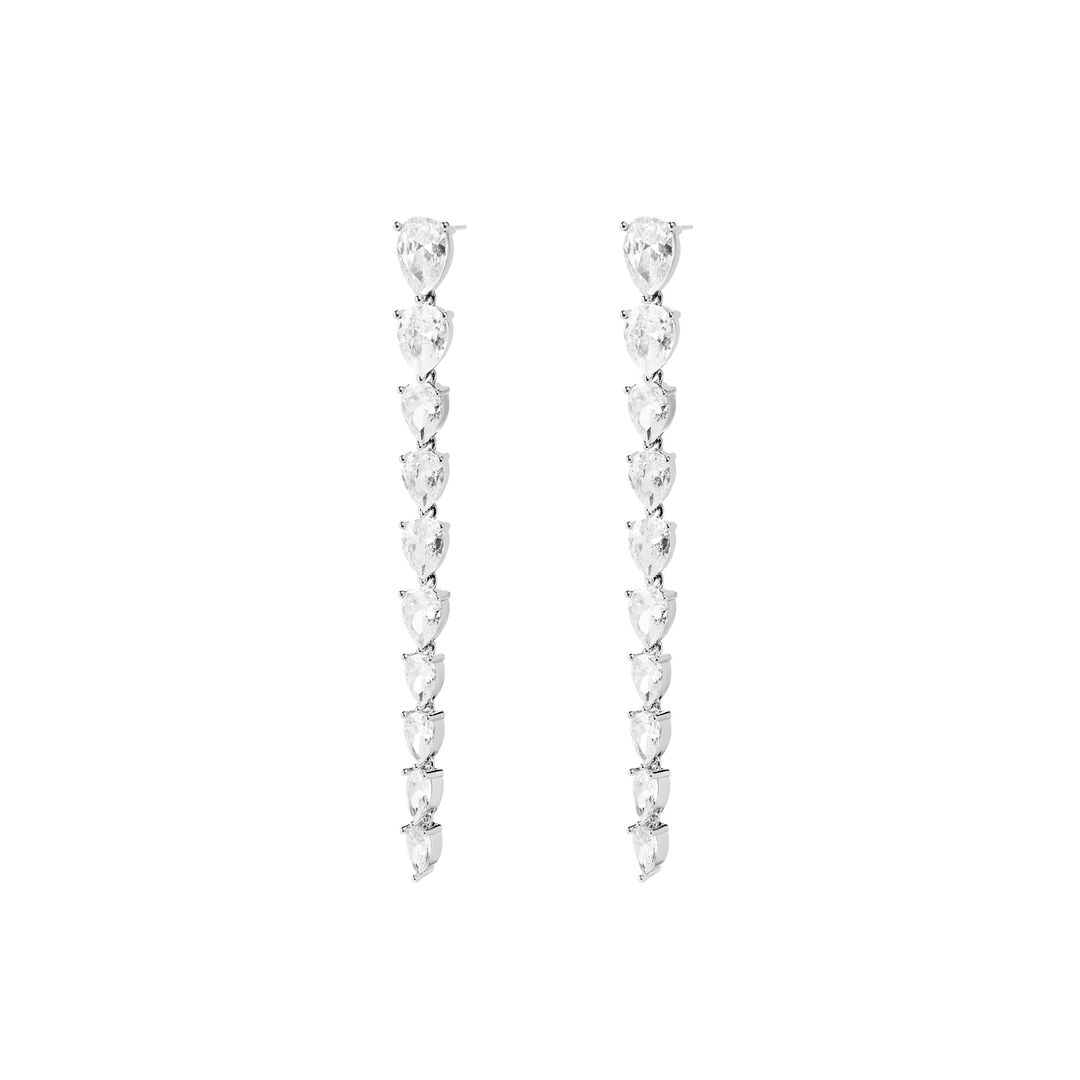 Серьги Silver Long Earrings With Crystals FREE FORM фото 1