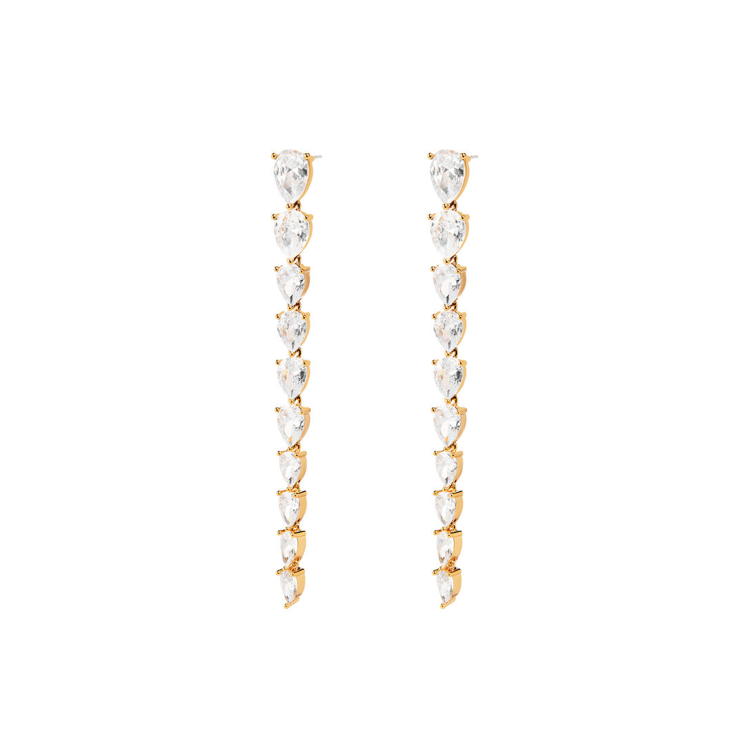 Серьги Golden Long Earrings With Crystals FREE FORM фото 1