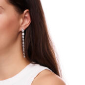 Серьги Silver Long Earrings With Crystals FREE FORM фото 3