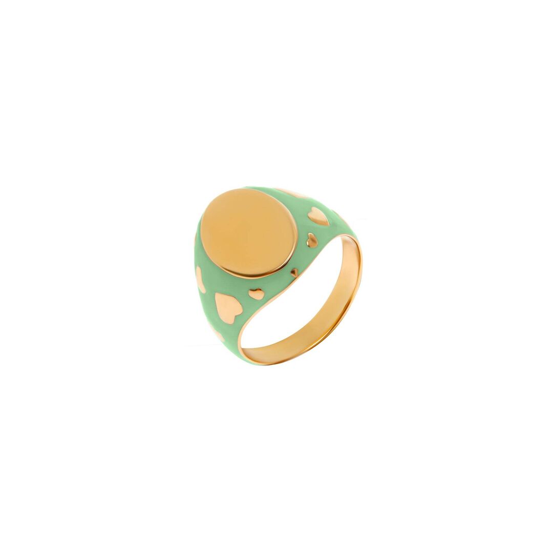 Кольцо Lovely Enamel Signet Ring – Light Green VIVA LA VIKA фото 1