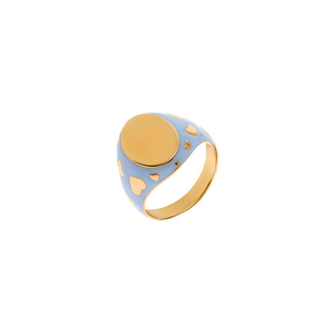 Кольцо Lovely Enamel Signet Ring – Light Blue VIVA LA VIKA фото 1