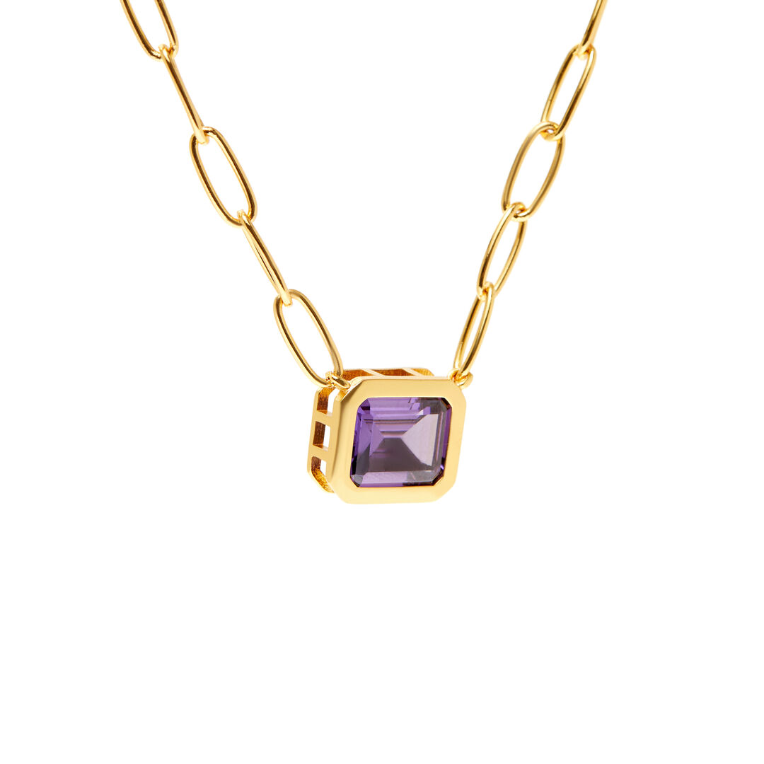 Колье Piped Edge Squere Crystal Necklace – Purple VIVA LA VIKA фото 1