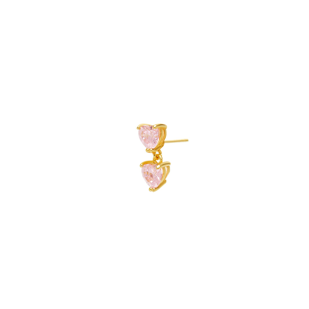 Серьга Double Whisper Heart Stud Earring – Pink WILHELMINA GARCIA фото 1