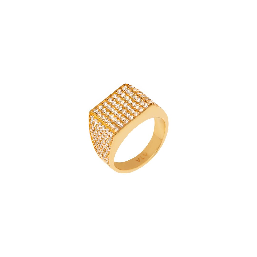 Кольцо Crystal Square Signet Ring – Gold VIVA LA VIKA фото 1