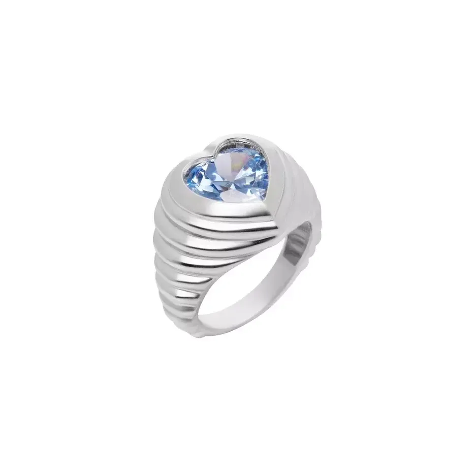 Кольцо Silver Shiny Heart Ring - Azure VIVA LA VIKA фото 1