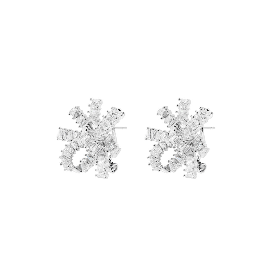 Серьги Baguette Wrapped Bows Rhodium Earrings FALLON фото 1