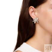 Серьги Baguette Wrapped Bows Rhodium Earrings FALLON фото 4