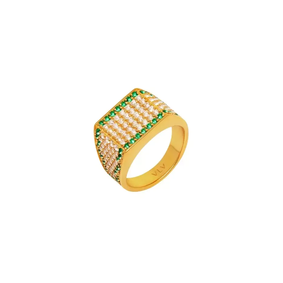 Кольцо Green Square Signet Ring - Gold VIVA LA VIKA фото 1