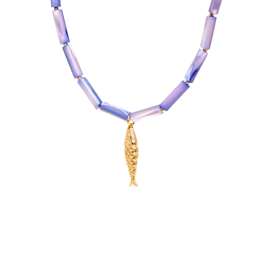 Колье Gold Fish Tube Necklace - Violet HOLLY JUNE фото 1