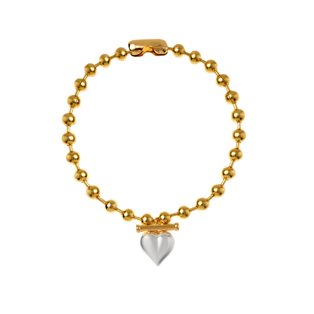 Колье Gold Plated Ball Chain Necklace Whith Heart Charm TIMELESS PEARLY фото 1