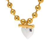 Колье Gold Plated Ball Chain Necklace Whith Heart Charm TIMELESS PEARLY фото 3