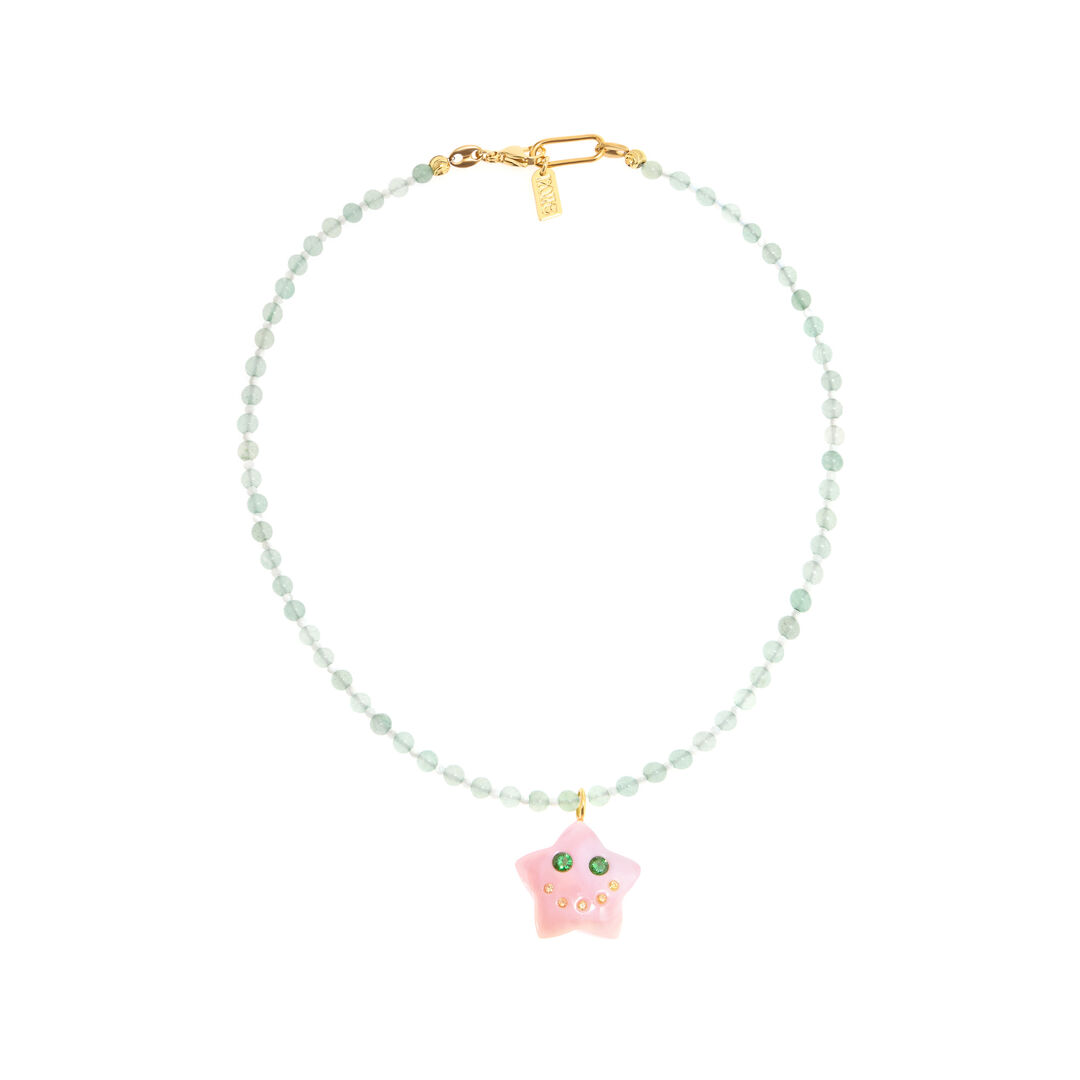 Колье Lucky Starface Beaded Necklace - Pink Shell NOTTE фото 1