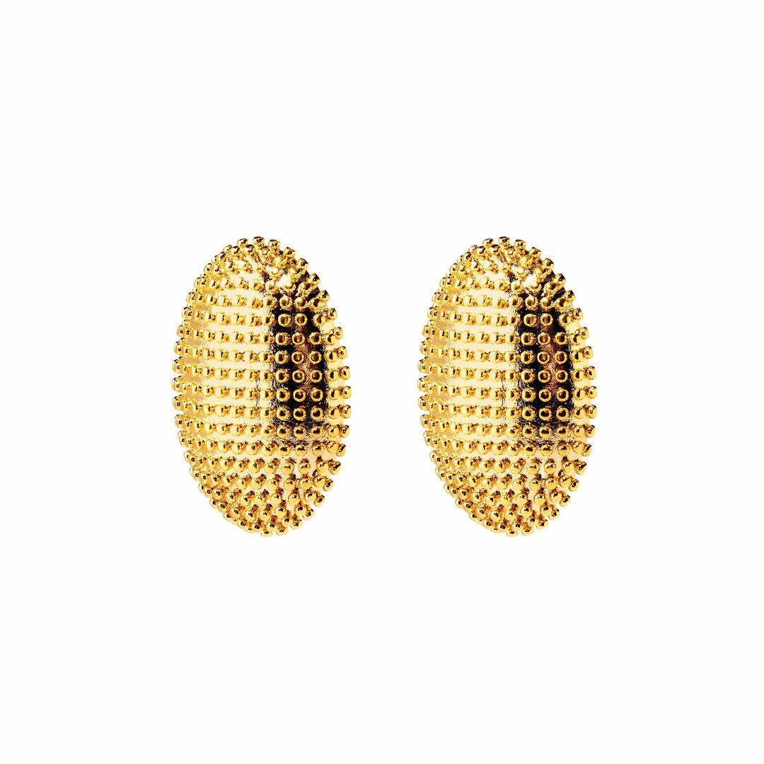 Серьги Dotted Oval Earrings – Gold PLAIN STUDIO фото 1