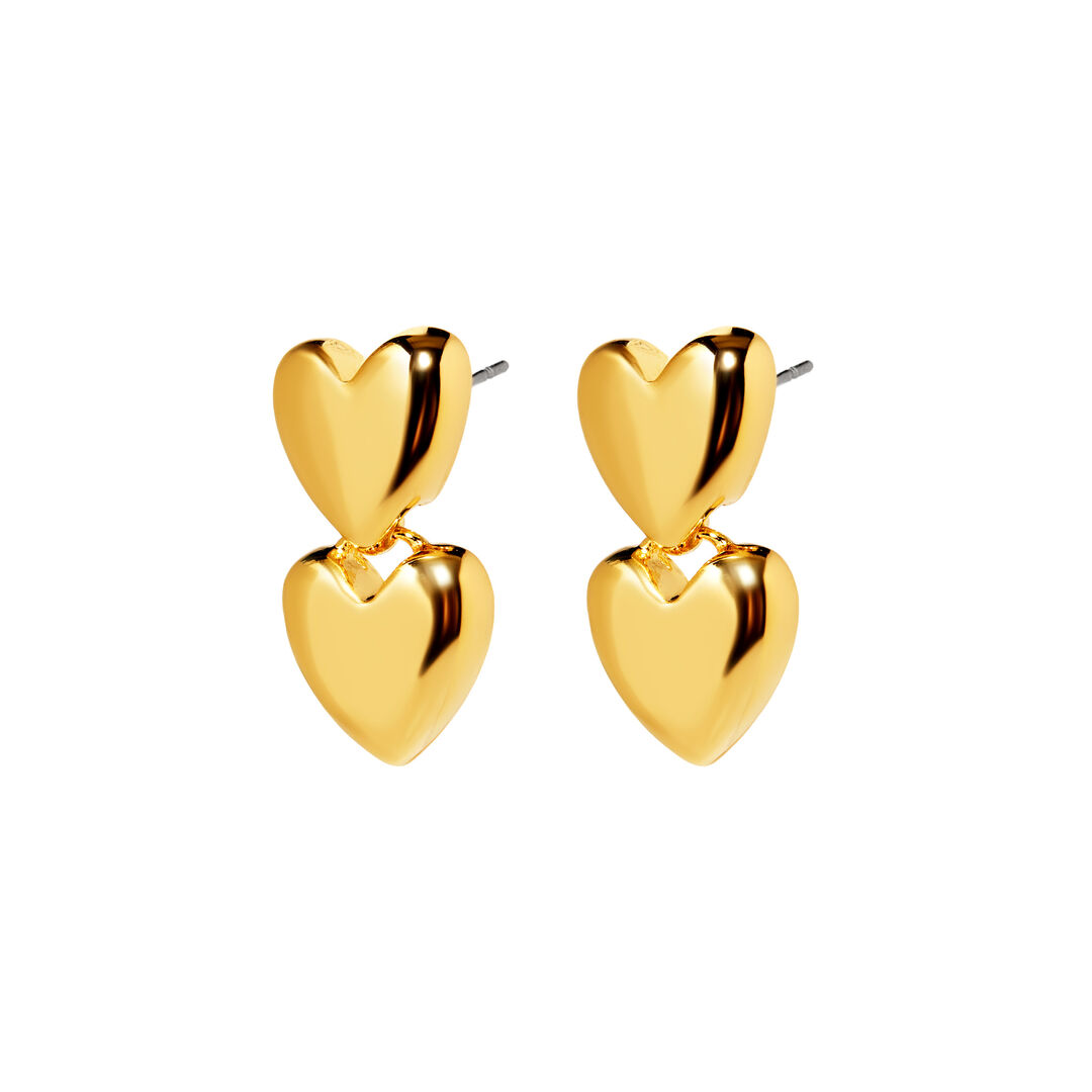 Серьги Double Heart Earrings - Gold MYSTIQUE MIRAGE фото 1