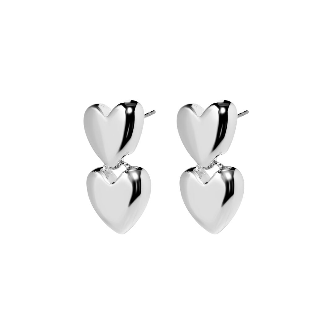 Серьги Double Heart Earrings - Silver MYSTIQUE MIRAGE фото 1