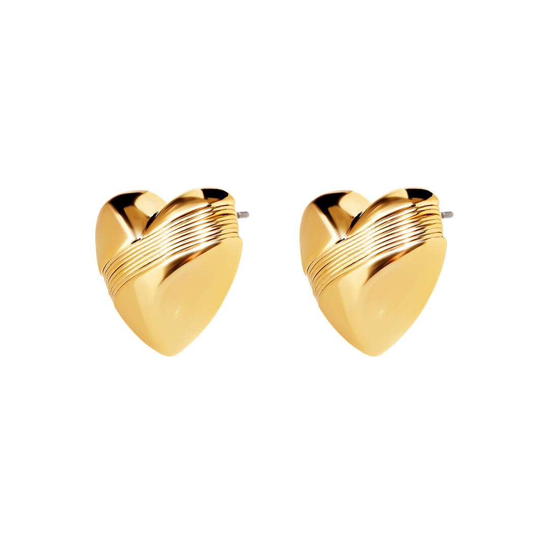 Серьги Minimal Heart Earrings – Gold PLAIN STUDIO фото 1