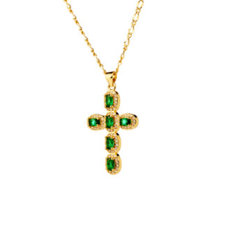 Колье Beany Cross Necklace – Green DÉJÀ VU