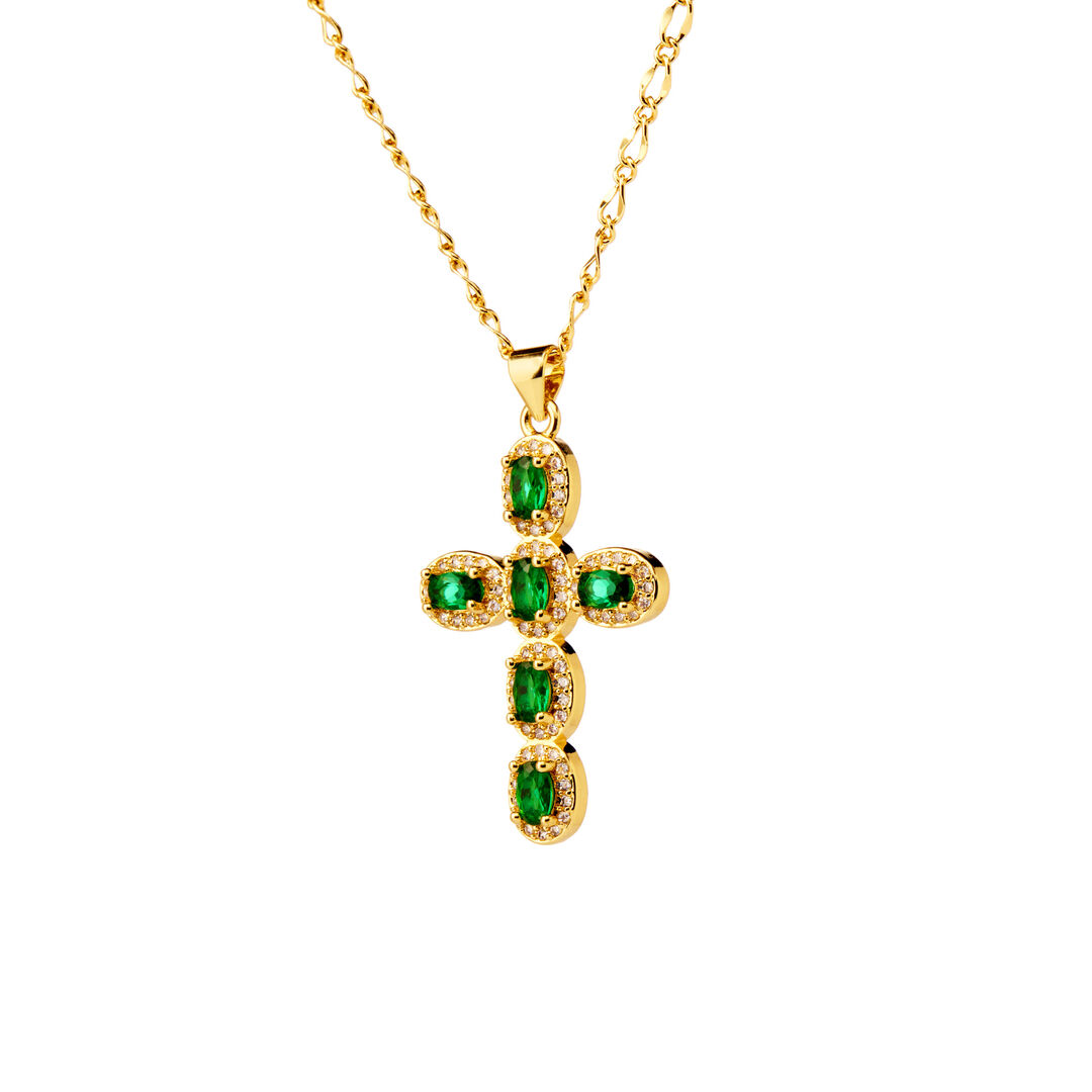 Колье Beany Cross Necklace – Green DÉJÀ VU фото 1