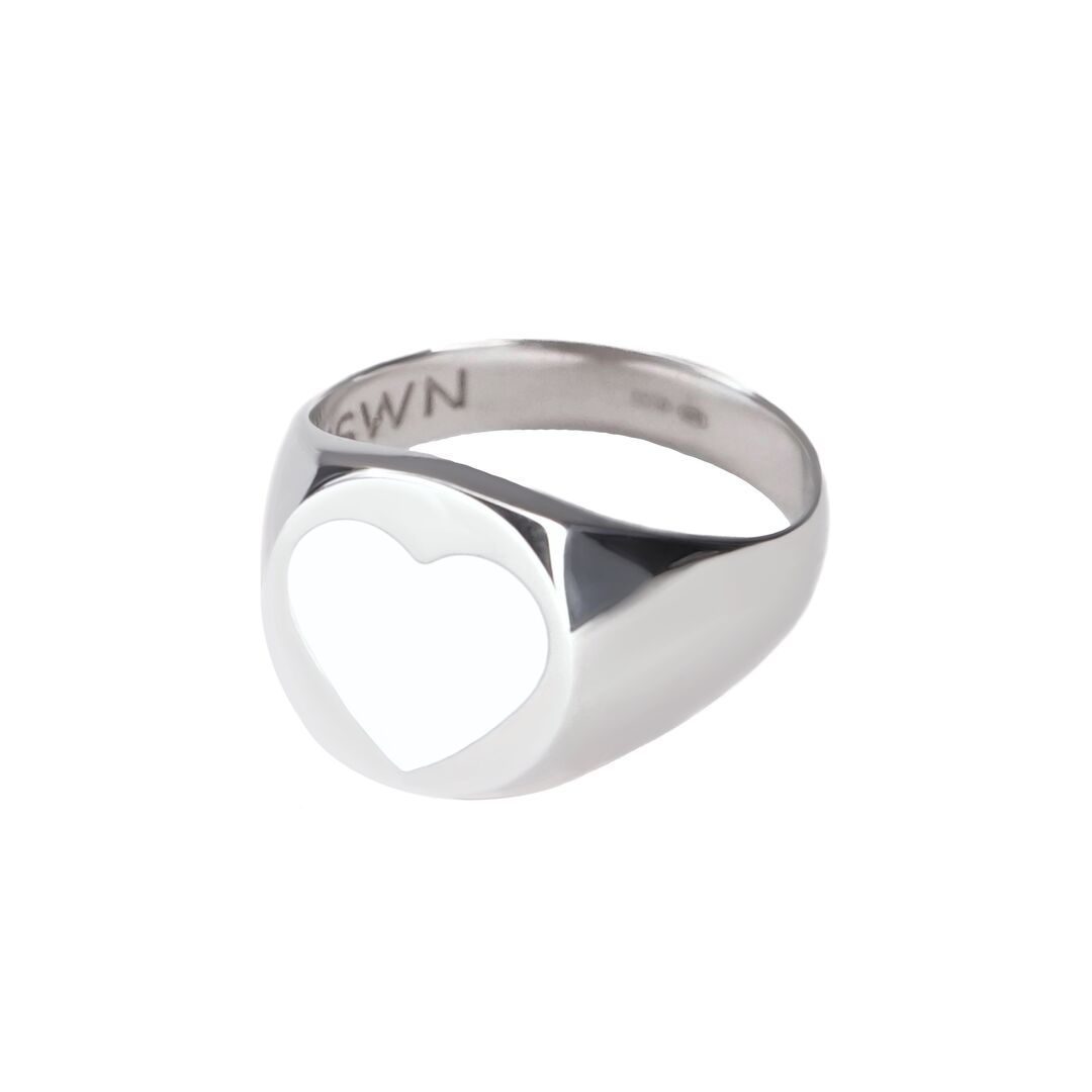 Кольцо-печатка Silver White Heart Ring MOONSWOON фото 1