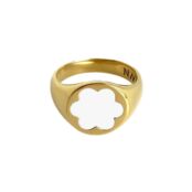 Кольцо-печатка Gold Forget-Me-Not Ring – White MOONSWOON фото 1