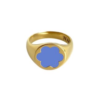 Кольцо-печатка Gold Forget-Me-Not Ring – Blue MOONSWOON