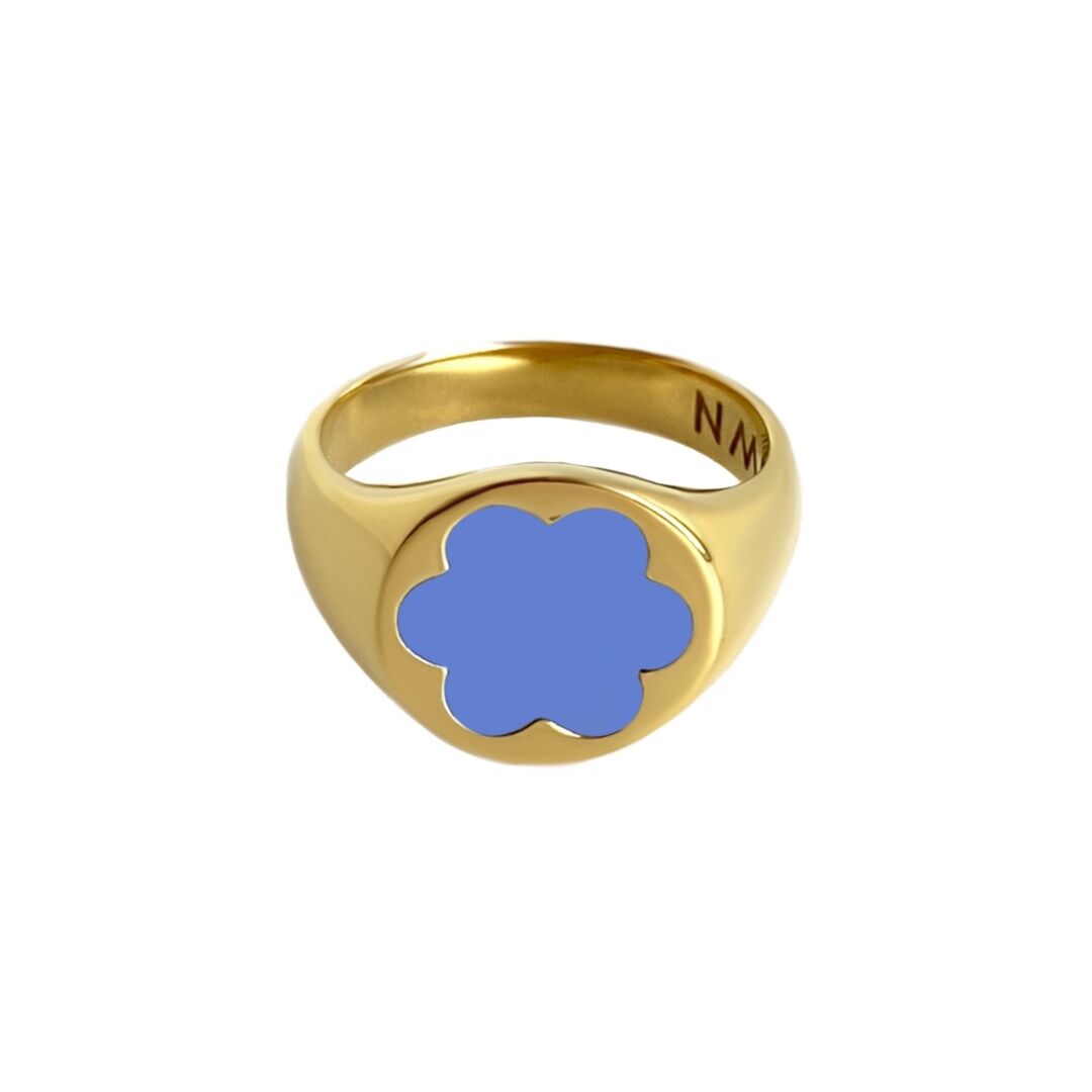 Кольцо-печатка Gold Forget-Me-Not Ring – Blue MOONSWOON фото 1