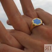 Кольцо-печатка Gold Forget-Me-Not Ring – Blue MOONSWOON фото 2