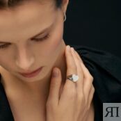 Кольцо-печатка Silver Big White Heart Ring MOONSWOON фото 2