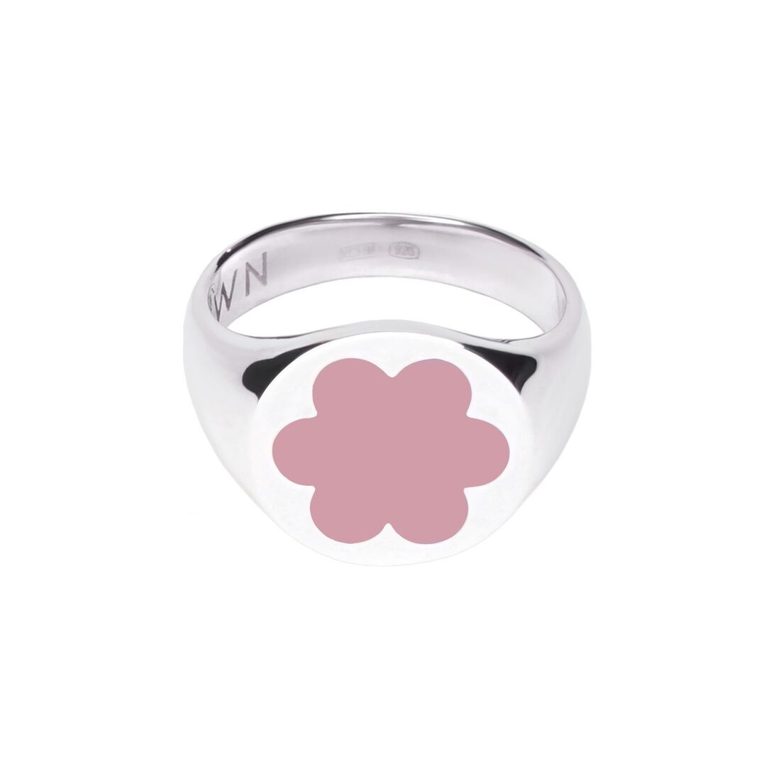 Кольцо-печатка Silver Forget-Me-Not Ring – Pink MOONSWOON фото 1