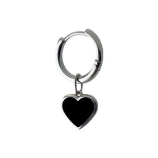 Моносерьга Silver Black Heart Earring MOONSWOON