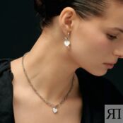 Моносерьга Silver White Heart Earring MOONSWOON фото 2