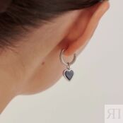 Моносерьга Silver Black Heart Earring MOONSWOON фото 3