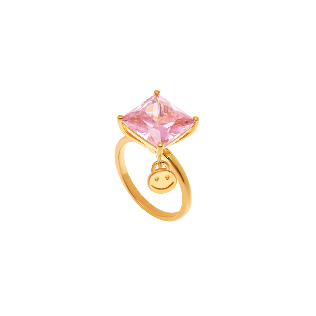 Кольцо Crystal Square Smile Ring - Pink VIVA LA VIKA фото 1