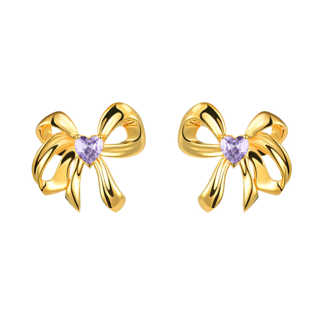 Серьги Violet Hearty Bow Earrings - Gold VIVA LA VIKA фото 1