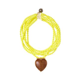 Колье Pvc Beaded Necklace With Wooden Heart Charm TIMELESS PEARLY