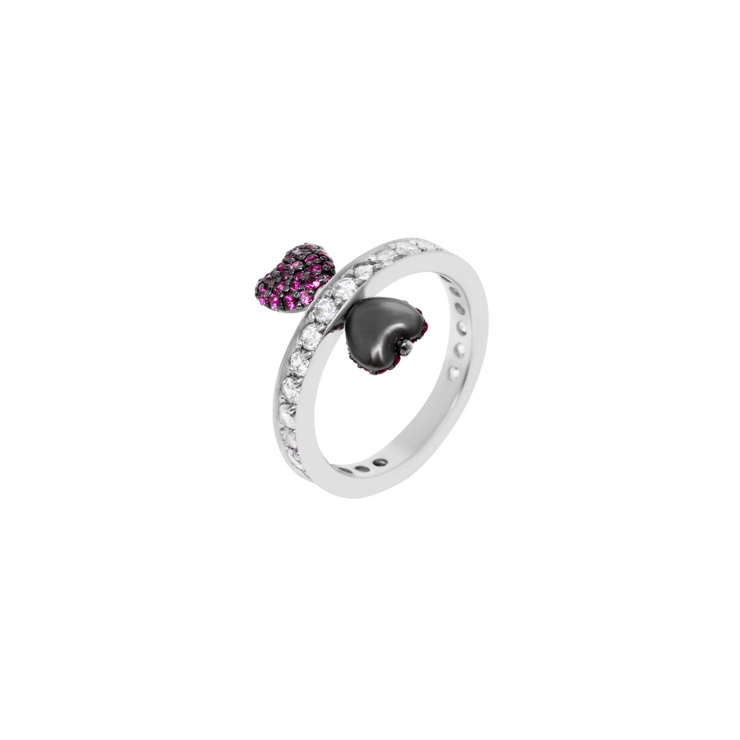 Кольцо Silver Stay With Me Ring - Black Fuchsia VIVA LA VIKA фото 1