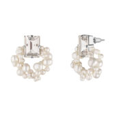 Серьги Step Cut Pearl Crystal Rhodium Earrings PHENOMENAL STUDIO фото 1