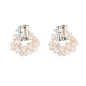 Серьги Step Cut Pearl Crystal Rhodium Earrings PHENOMENAL STUDIO фото 3