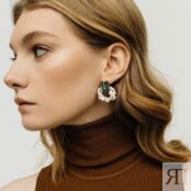 Серьги Step Cut Pearl Erinite Earrings PHENOMENAL STUDIO фото 2