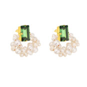 Серьги Step Cut Pearl Erinite Earrings PHENOMENAL STUDIO фото 3