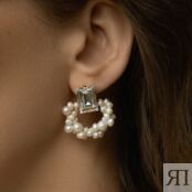 Серьги Step Cut Pearl Crystal Gold Earrings PHENOMENAL STUDIO фото 2