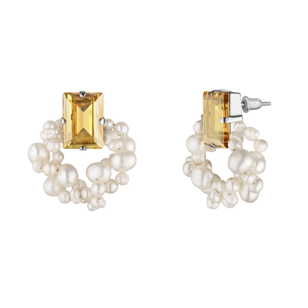 Серьги Step Cut Pearl Earrings PHENOMENAL STUDIO фото 1