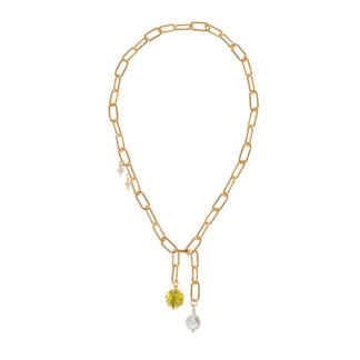 Цепь Golden Transformer Chain with Green Murano Bead and Pearls Necklace KO