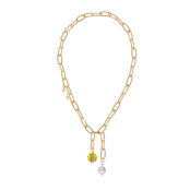 Цепь Golden Transformer Chain with Green Murano Bead and Pearls Necklace KO фото 1