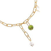 Цепь Golden Transformer Chain with Green Murano Bead and Pearls Necklace KO фото 3