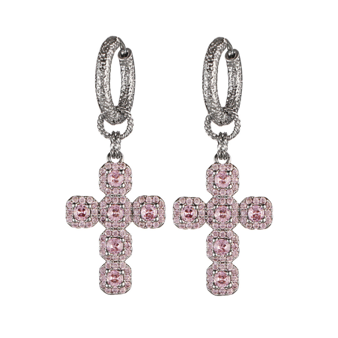 Серьги Cross Direct Silver Pink Earring LA CONCEPTION DE SAFINA ANTONINA фото 1